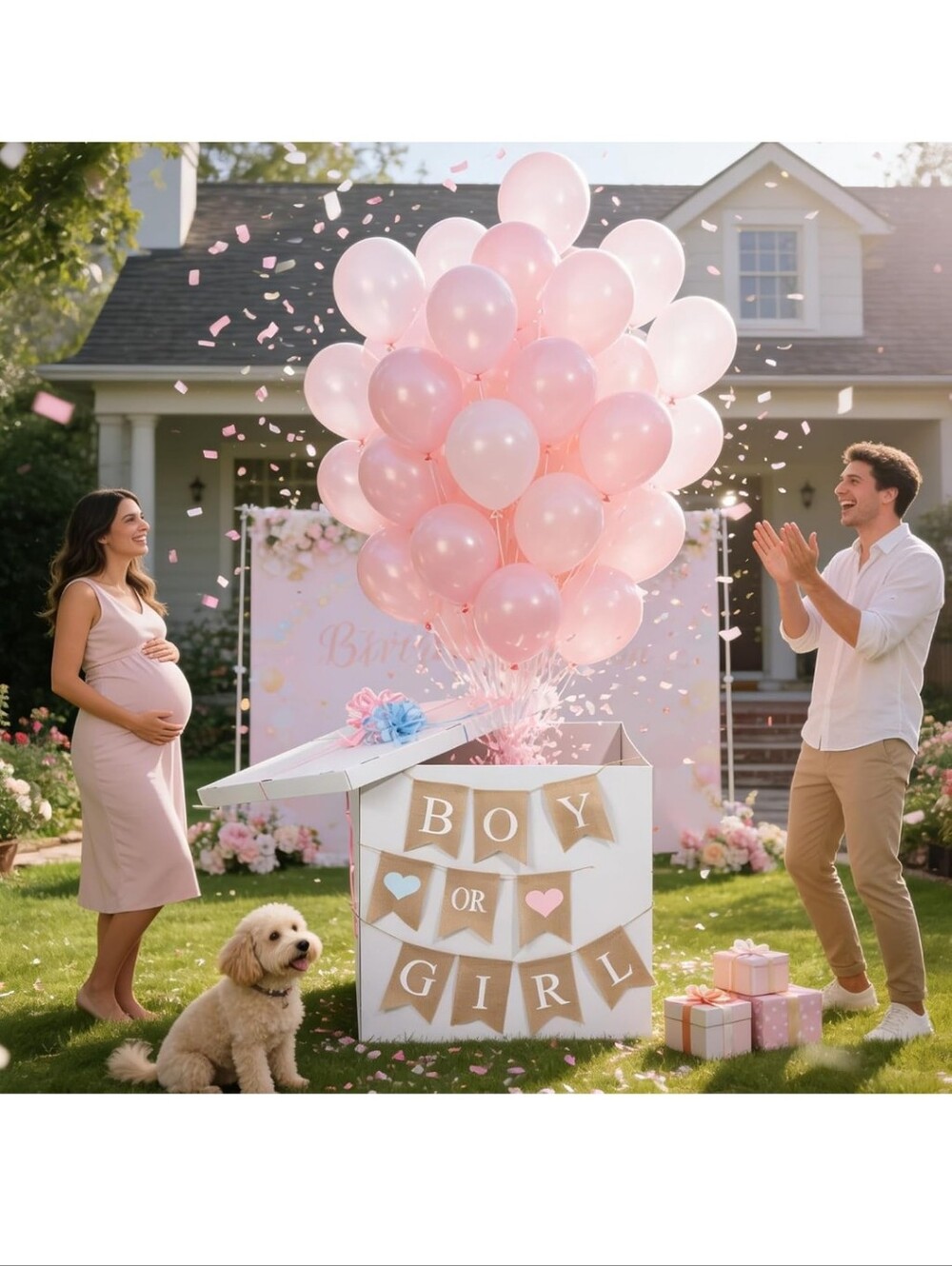 NWT Gender Reveal Confetti Balloon Box - Girl